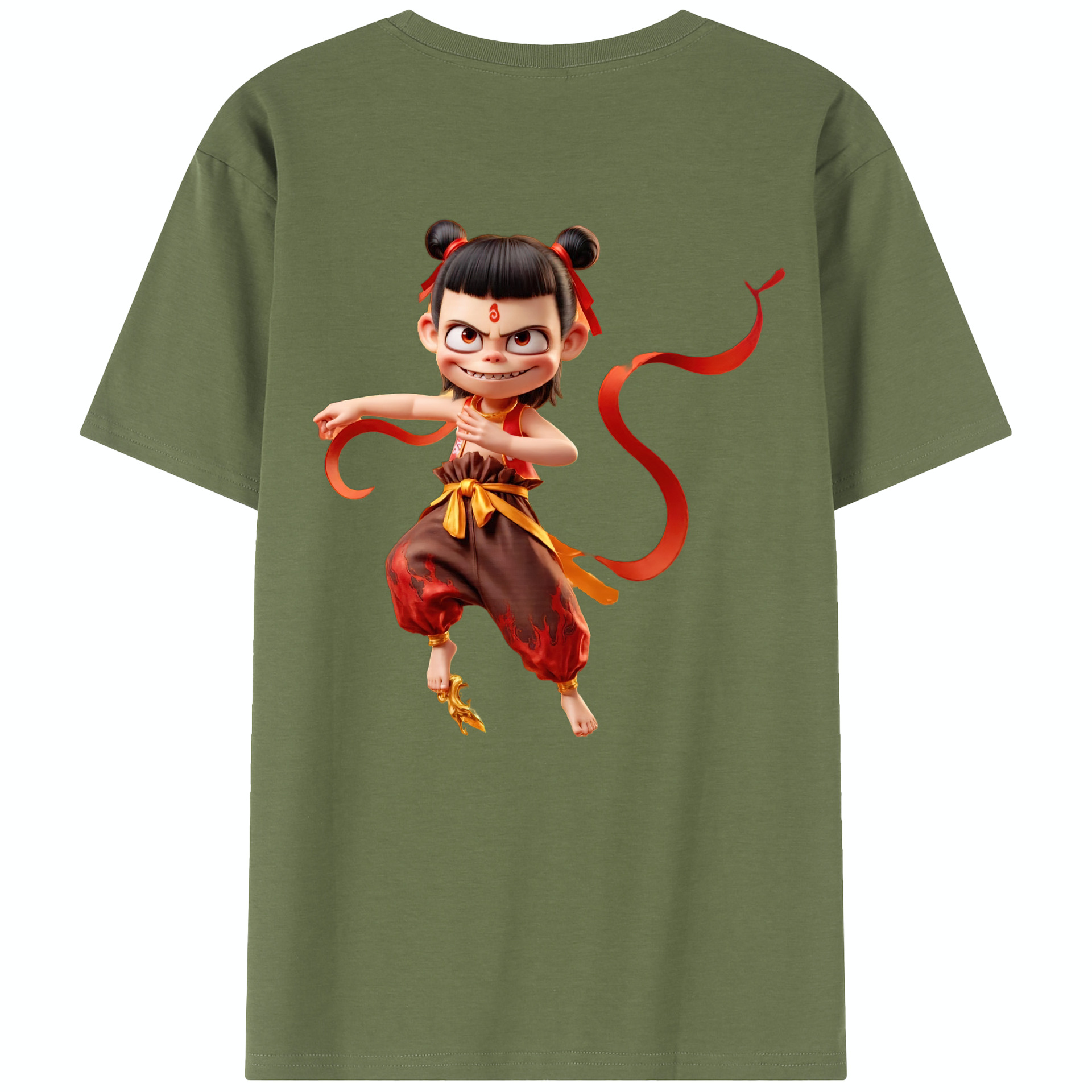 （画像用） Ne Zha 2 ナタ 魔童の大暴れ 綿100％半袖Tシャツ（背面プリント）